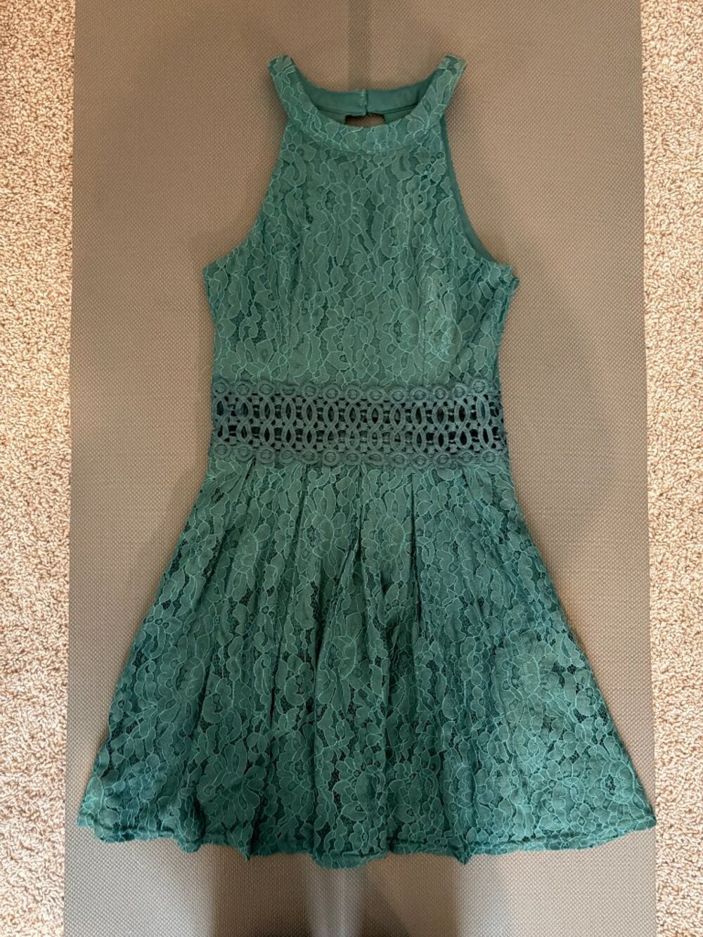 Francesca's Boutique A-Line Lacey Dress, Forest Green, Size XS